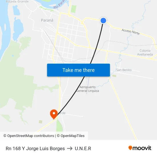 Rn 168 Y Jorge Luis Borges to U.N.E.R map