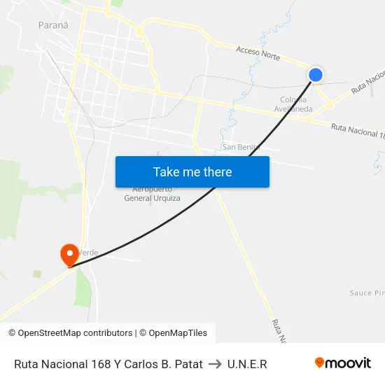 Ruta Nacional 168 Y Carlos B. Patat to U.N.E.R map