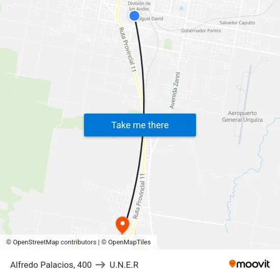 Alfredo Palacios, 400 to U.N.E.R map