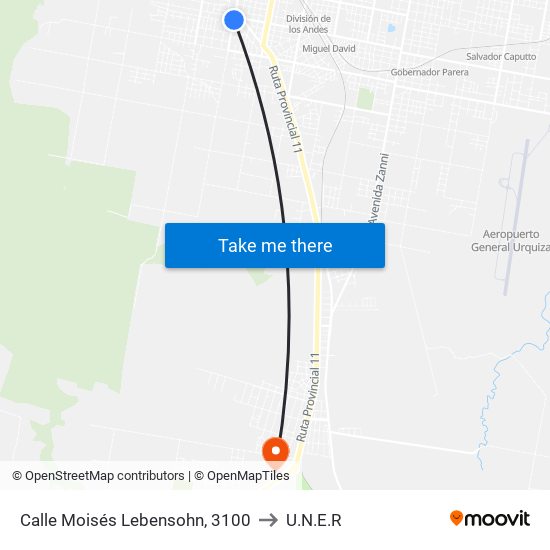 Calle Moisés Lebensohn, 3100 to U.N.E.R map