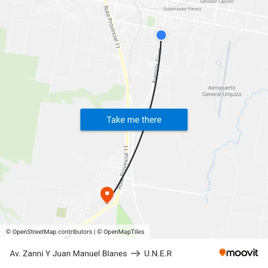 Av. Zanni Y Juan Manuel Blanes to U.N.E.R map