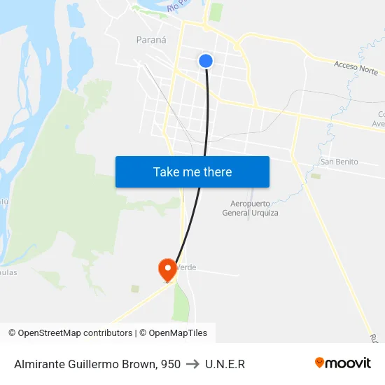 Almirante Guillermo Brown, 950 to U.N.E.R map