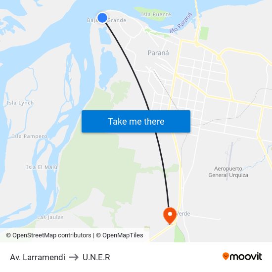 Av. Larramendi to U.N.E.R map