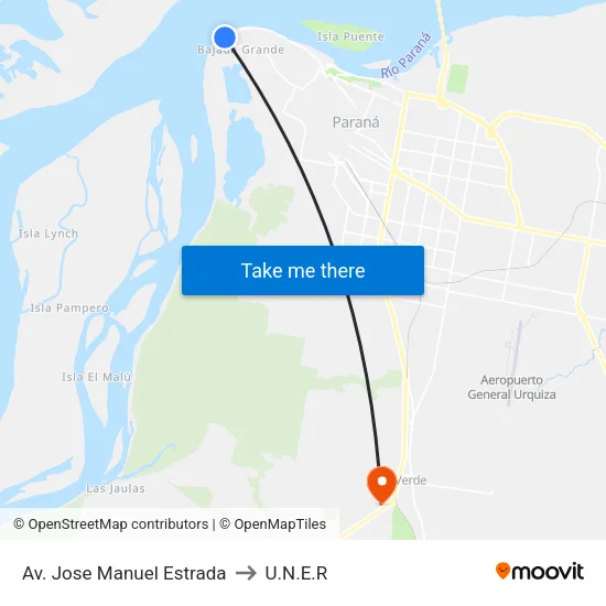 Av. Jose Manuel Estrada to U.N.E.R map