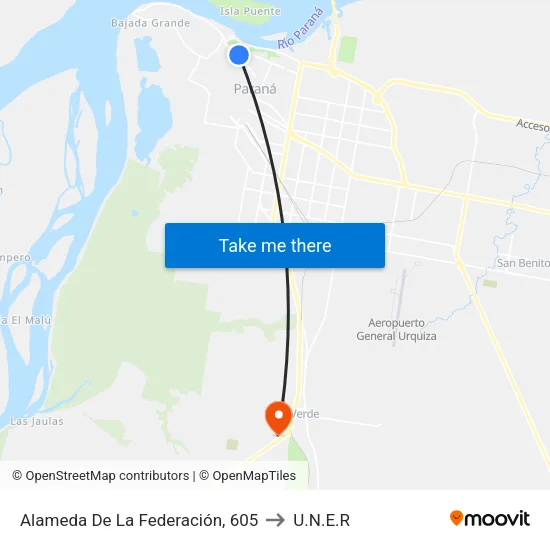 Alameda De La Federación, 605 to U.N.E.R map