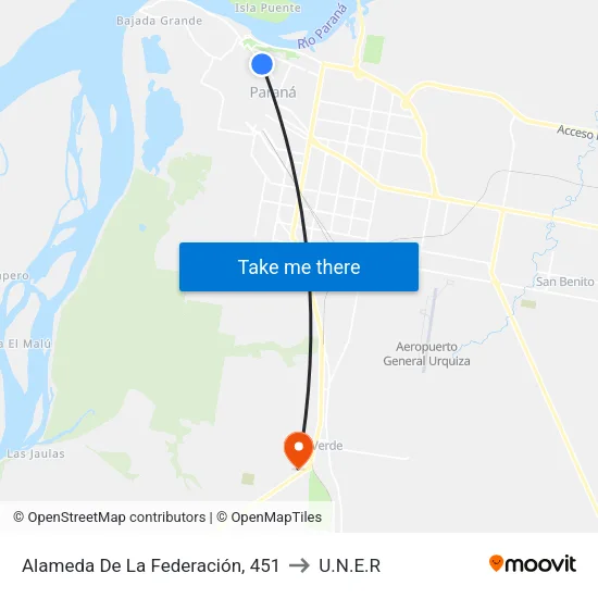 Alameda De La Federación, 451 to U.N.E.R map