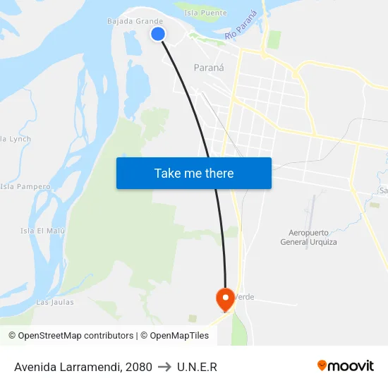 Avenida Larramendi, 2080 to U.N.E.R map