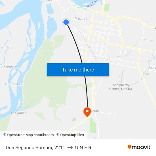 Don Segundo Sombra, 2211 to U.N.E.R map