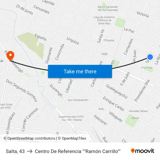 Salta, 43 to Centro De Referencia ""Ramón Carrillo"" map