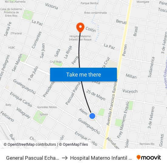 General Pascual Echagüe, 937 to Hospital Materno Infantil San Roque map