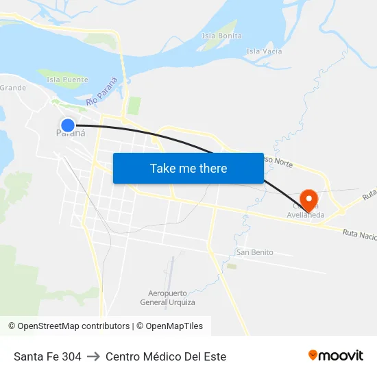 Santa Fe 304 to Centro Médico Del Este map
