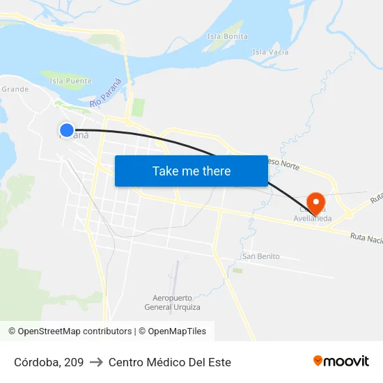Córdoba, 209 to Centro Médico Del Este map
