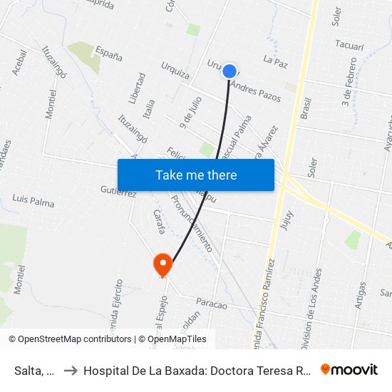 Salta, 43 to Hospital De La Baxada: Doctora Teresa Ratto map