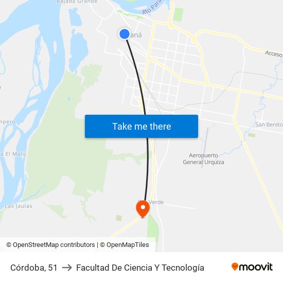 Córdoba, 51 to Facultad De Ciencia Y Tecnología map