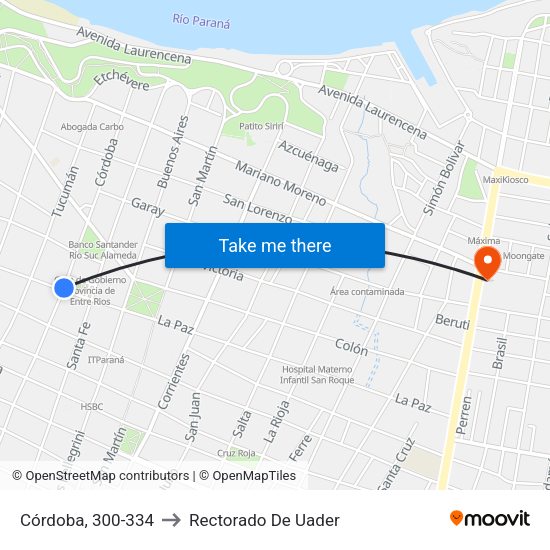 Córdoba, 300-334 to Rectorado De Uader map