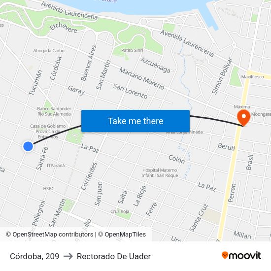 Córdoba, 209 to Rectorado De Uader map