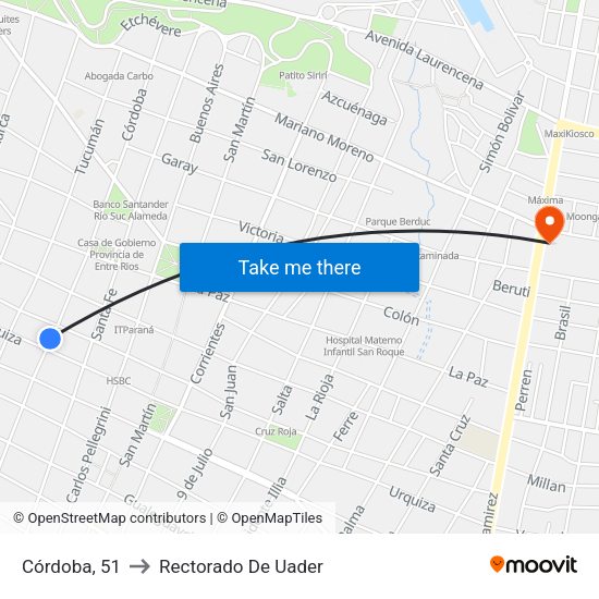 Córdoba, 51 to Rectorado De Uader map