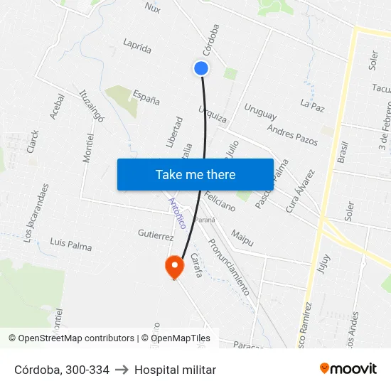 Córdoba, 300-334 to Hospital militar map