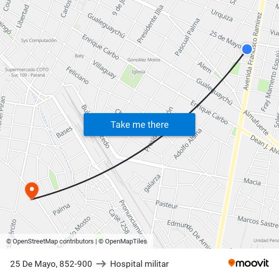 25 De Mayo, 852-900 to Hospital militar map