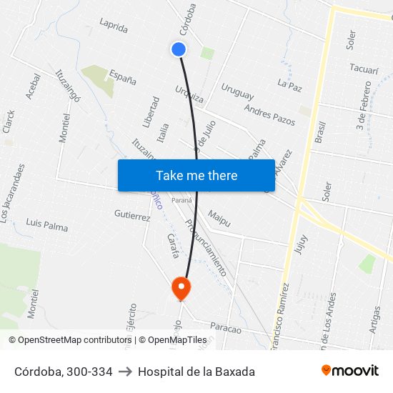 Córdoba, 300-334 to Hospital de la Baxada map