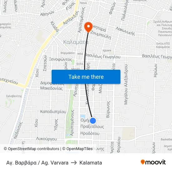 Αγ. Βαρβάρα / Ag. Varvara to Kalamata map