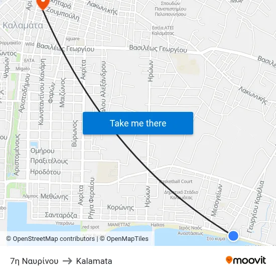 7η Ναυρίνου to Kalamata map