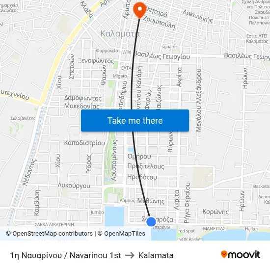 1η Ναυαρίνου / Navarinou 1st to Kalamata map