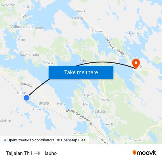 Taljalan Th I to Hauho map