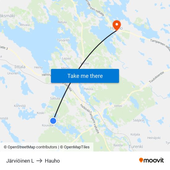 Järviöinen L to Hauho map