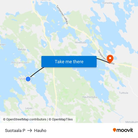Suotaala P to Hauho map