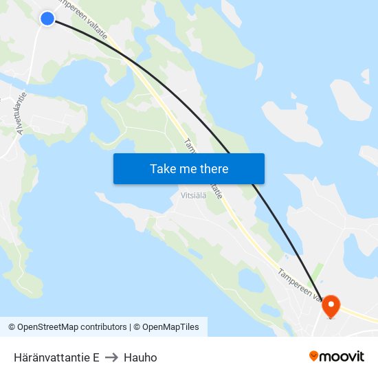 Häränvattantie E to Hauho map