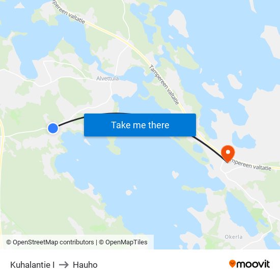 Kuhalantie I to Hauho map