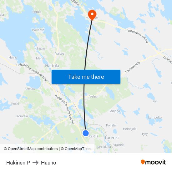 Häkinen P to Hauho map