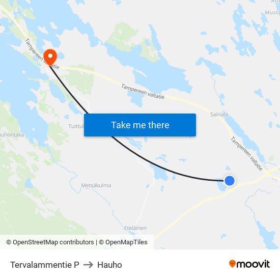 Tervalammentie P to Hauho map