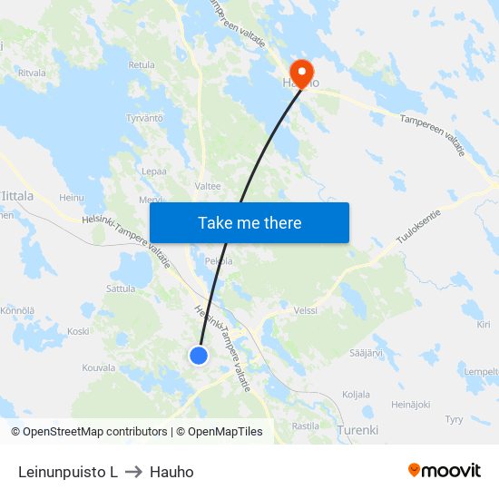 Leinunpuisto L to Hauho map