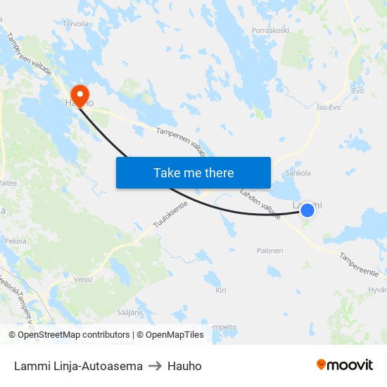 Lammi Linja-Autoasema to Hauho map