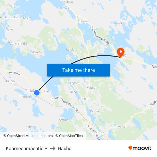 Kaarneenmäentie P to Hauho map