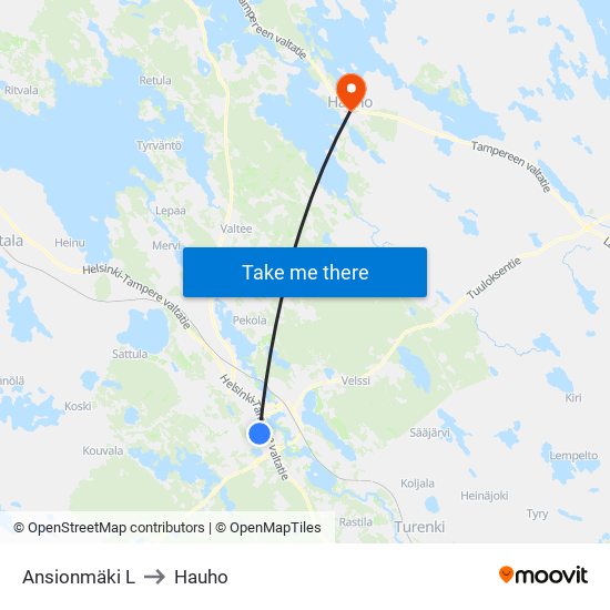 Ansionmäki L to Hauho map