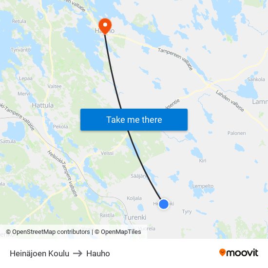 Heinäjoen Koulu to Hauho map