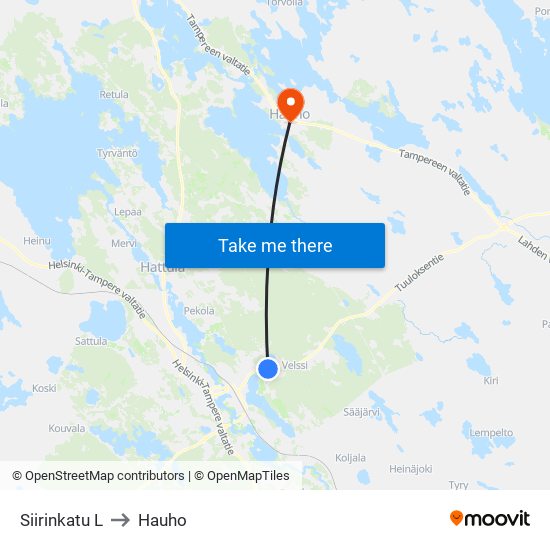 Siirinkatu L to Hauho map