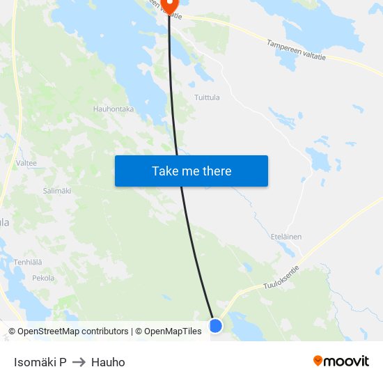 Isomäki P to Hauho map