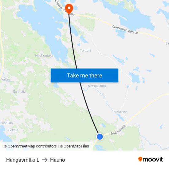 Hangasmäki L to Hauho map