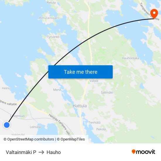 Valtainmäki P to Hauho map