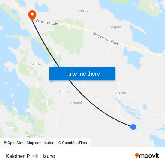 Kaloinen P to Hauho map