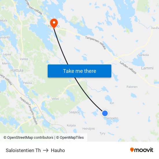 Saloistentien Th to Hauho map