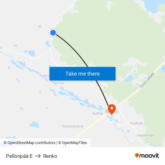 Pellonpää E to Renko map