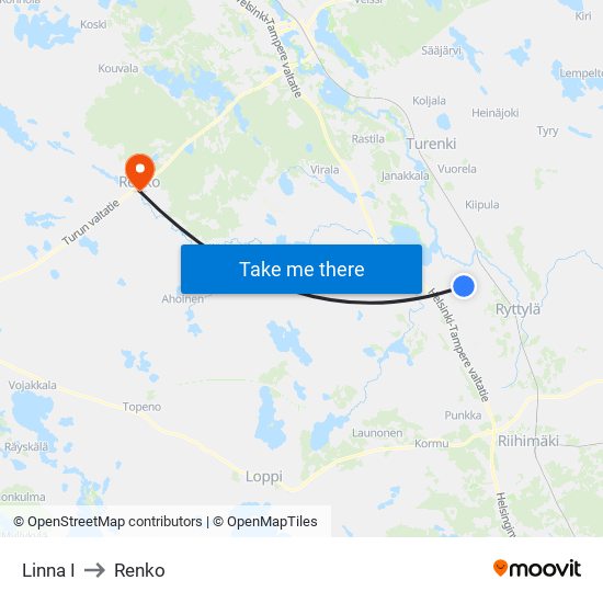 Linna I to Renko map