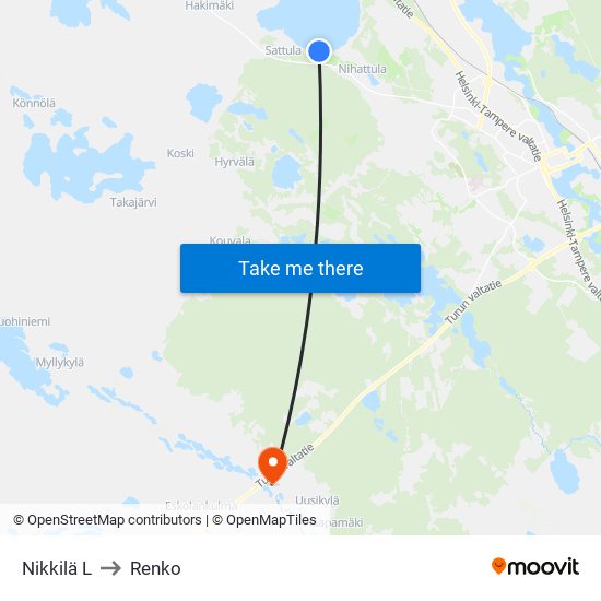 Nikkilä L to Renko map