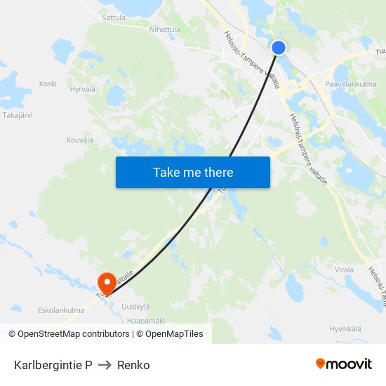 Karlbergintie P to Renko map