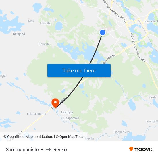 Sammonpuisto P to Renko map